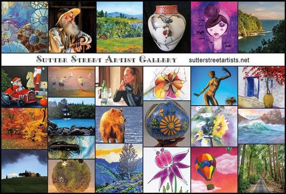 Sutter Street Artist Gallery located inside The Bag Lady Boutique - 627 Sutter Street in Folsom - 35 local artists