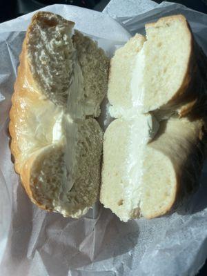 Plain bagel with cream cheese