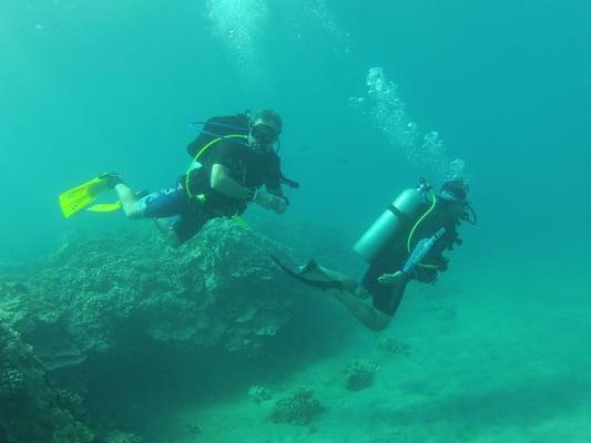 Instructor John with an open water student in Maui!