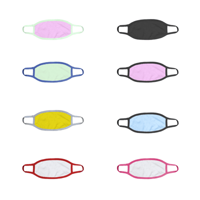 100% cotton masks in various colors.