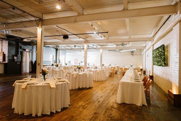 Tables and chairs offered through venue