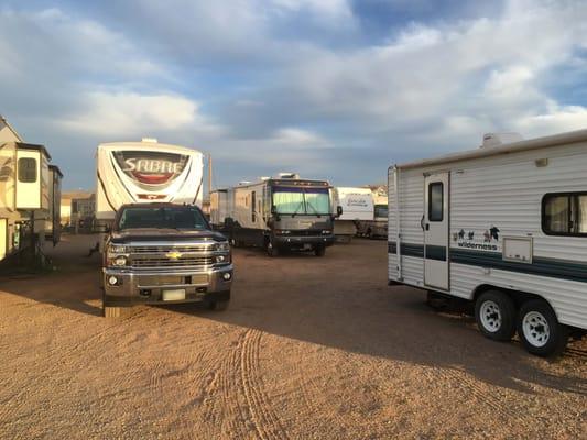 Ours is the class "A" in the middle of the pic....had to wait on the rigs in the left of photo to leave before we could pull out.