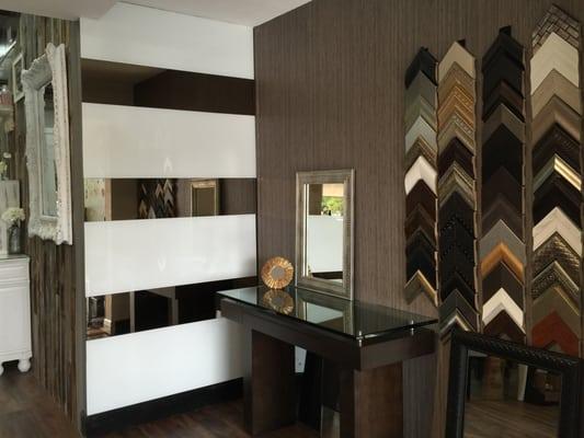 Mirror frames on display at The Glass Shoppe Showroom