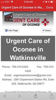 Urgent care of Oconee in Watkinsville