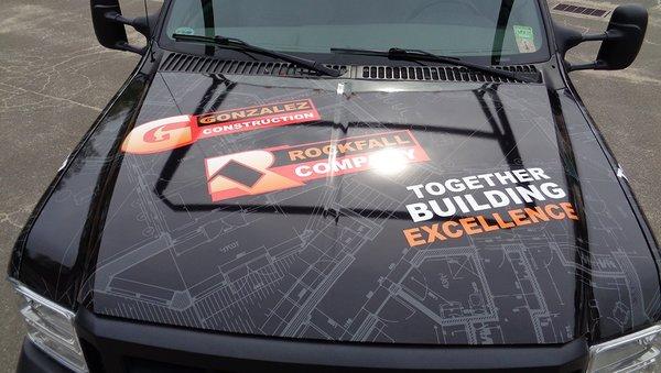 This is a vehicle wrap only on the hood of the vehicle.