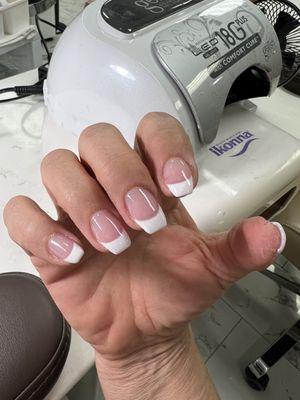 Acrylic nails with white.