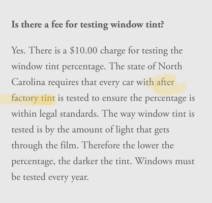 Only after factory tint is tested not factory tinted windows!!