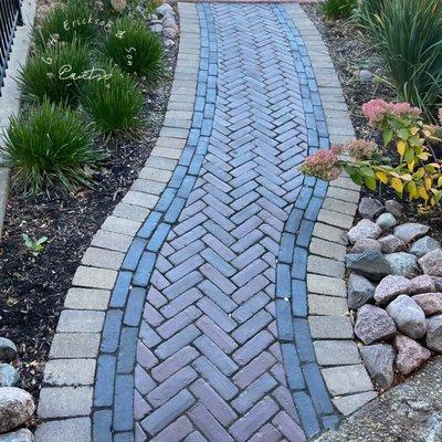 Unilock pavers used on a sidewalk with Brussel blocks edging