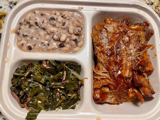 Ribs, collards and black eyed peas