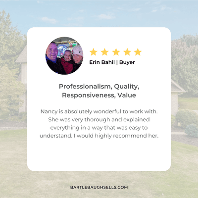 5 star review! Nancy Bartlebaugh RE/MAX TRENDS