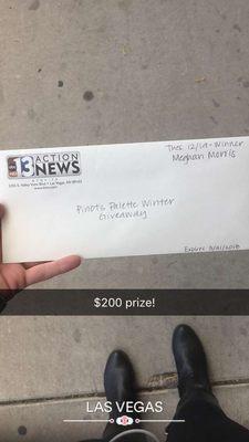 I won a contest.