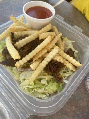 Steak salad ( breakapart steak as a salad not a fan) I wish it was a much better steak but it was still good