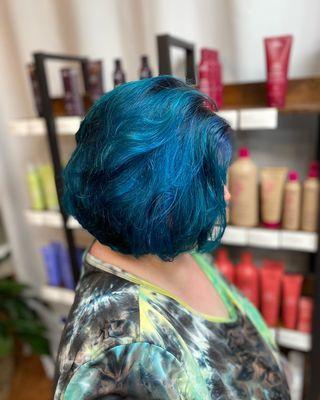 Full blue color with a shadow root. Done by Kara