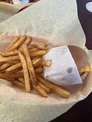 Cheeseburger jr and fries