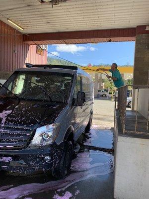 Our truck bay is perfect for vehicles like this 4 x 4 adventure van!