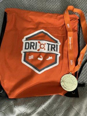 Swag you get when you complete a Dri Tri, Orangetheory version of a triathalon.