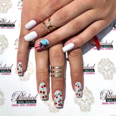 Summer dreams #summernails #palmtreenails #cherrynails #nailart #naildesign #bestNailSalon #readerschoice #BestOfThe405 #bestOfTheCity