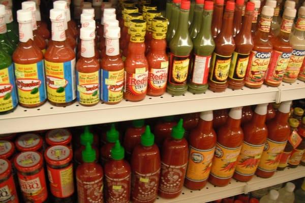 Hot sauce selection, note the nice fusion of Asian and hispanic