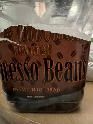 Dark chocolate covered espresso beans