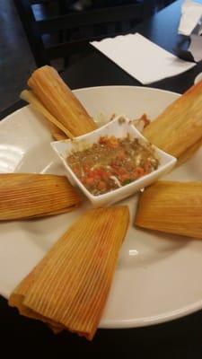 Tamales are made fresh and are very tasty.