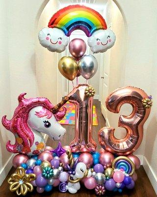 Unicorn Birthday Balloon Bouquet. Balloon delivery.