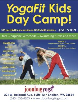 Kids Yoga Day Camp 6/21 and 6/28 at Joonbug Yoga!