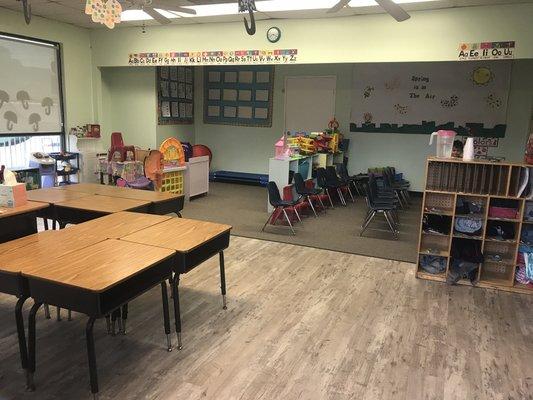 Pre-K class with new carpet, floor and fresh paint.