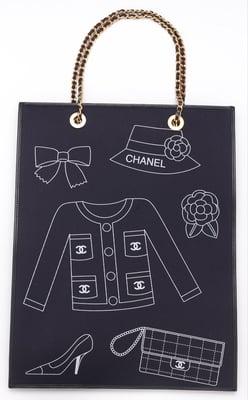 Chanel Navy Canvas "Lucky Charms" Shopper Tote.  Sold for $1,150.00.