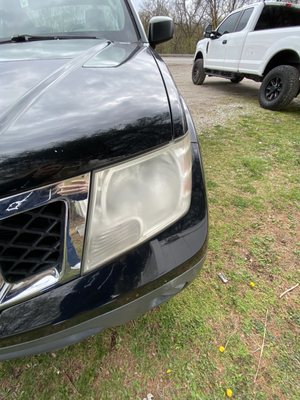 Headlight restoration before picture