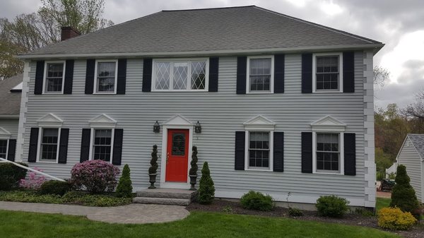 New gutters on hip roof. No more corner leaks. Verified job in Shrewsbury.