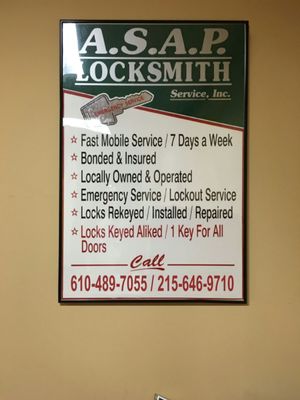 A.S.A.P. Locksmith Service 610 - 489 - 7055