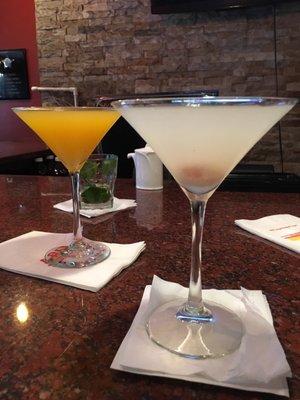 Lychee and mango martinis