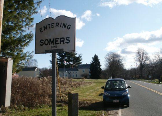 Entering Somers, CT. This sign is shown at the East Longmeadow line.