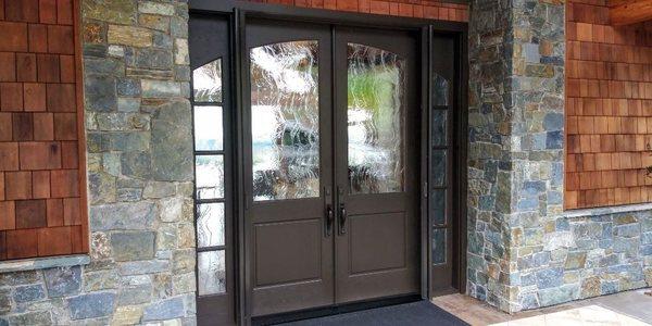 French doors. Screens retracted (brown)