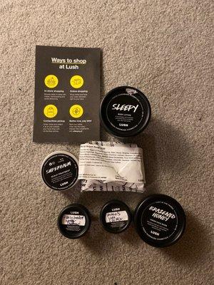 Today's haul + a flyer about alternative ways to shop at lush :)