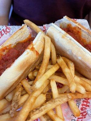 Meatball sub minus the cheese plus fries.