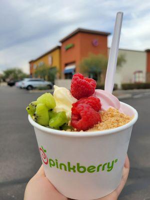 Limoncello and pomegranate froyo w toppings