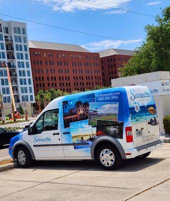 The Chamber of Commerce van  was parked out front.