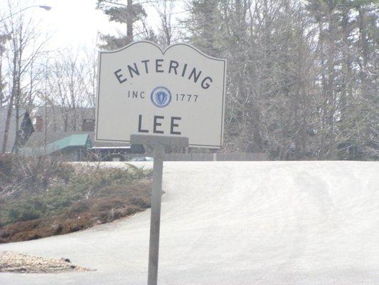 Entering Lee, Massachusetts Sign from Stockbridge.