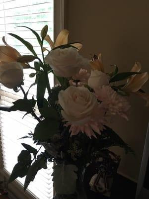 I did a flower unity ceremony - all of the flowers were the perfect color and looked beautiful!