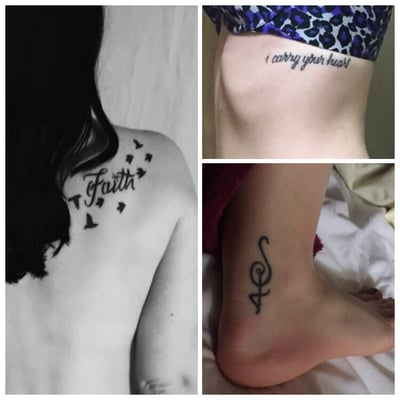 My right shoulder, my left rib, and my right ankle; some may say they're "cliche", but they are exactly what I wanted.