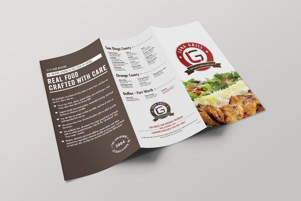 Menu Design for Luna Grill