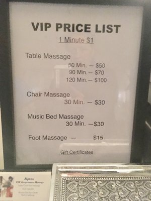 Here are her prices