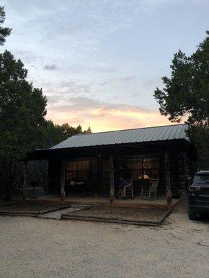 Cabin at night