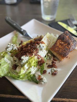 Wedge salad with blackened salmon