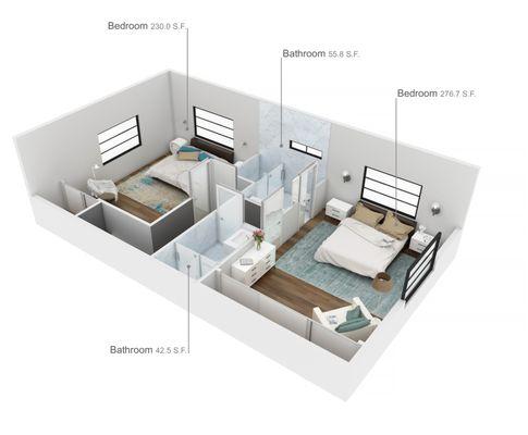 3D floor plan for 2nd floor ADU