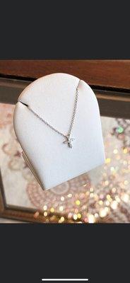 14K white gold diamond cross necklace