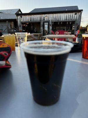 The crate room behind one of their offerings. Country Boy's Brown Ale -Shotgun Wedding