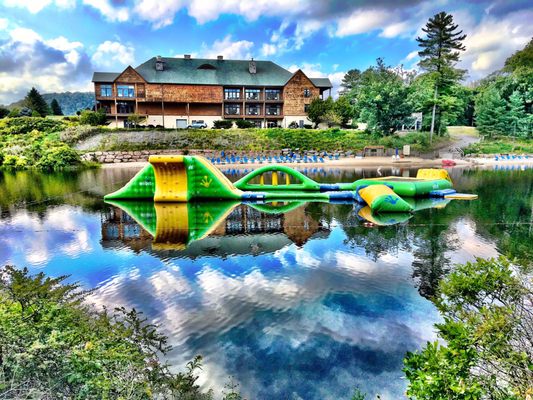 The Lakeview Restaurant is situated at Skytop Inn on the lower lake. The main resort building is Skytop Lodge.