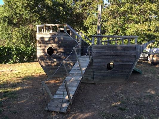 The kids love the pirate ship in the children's playground area.